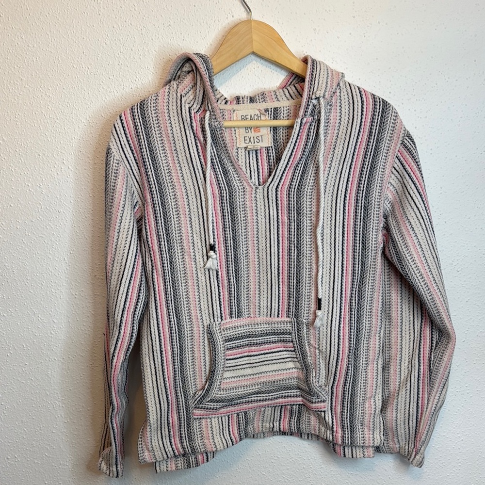 Beach by Exist Striped Surfer/Beach Hoodie 100% Cotton Medium